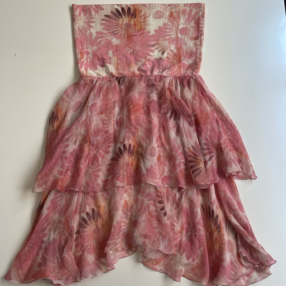 SHAN Strapless Ruffled Tiered Vintage Dress Size 6